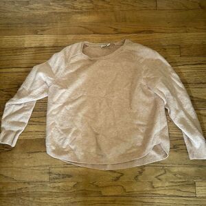 Loft Size Medium Tan Heather Knit Crewneck Pullover Sweater Top